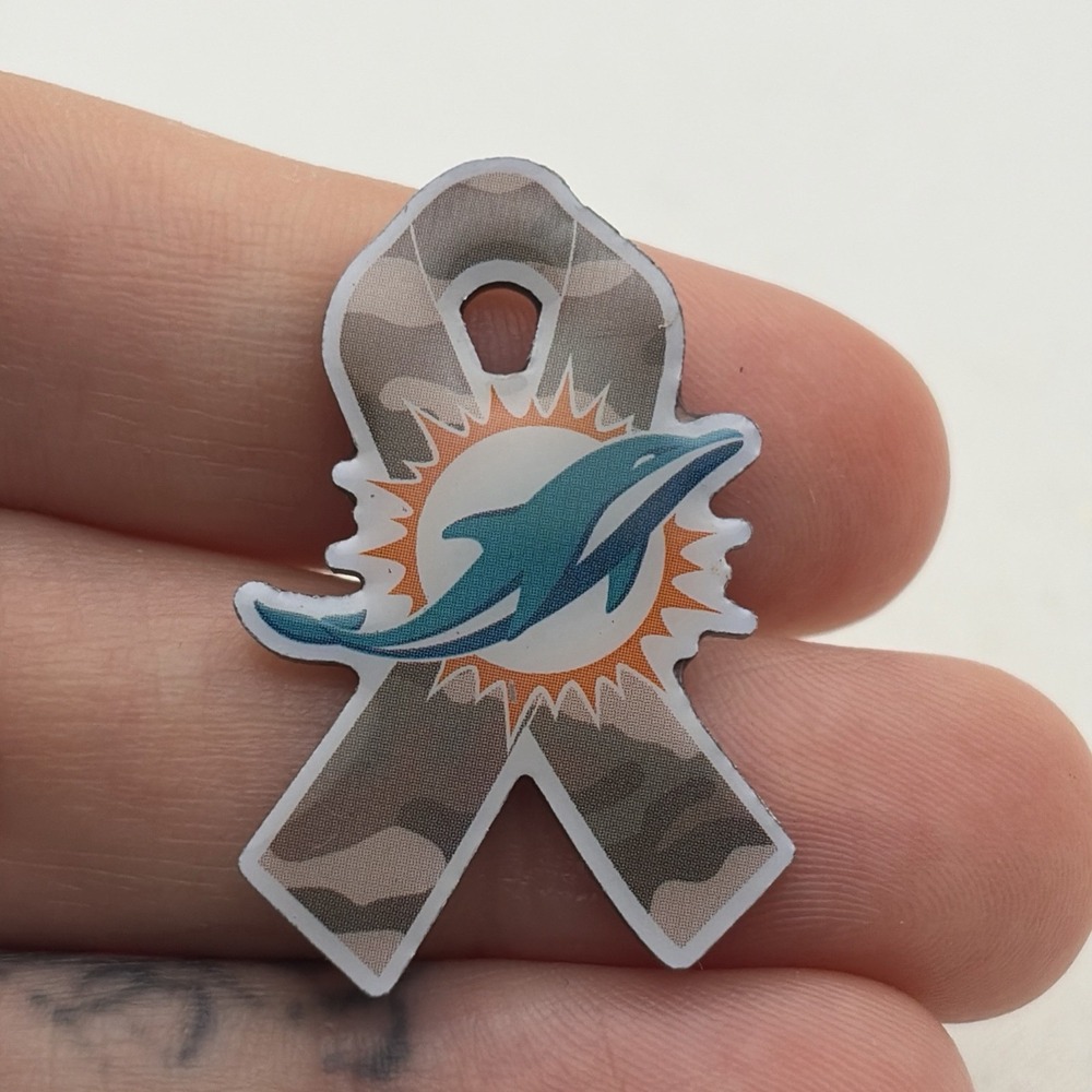 NFL Football Miami Dolphins Logo Mascot Military Ribbon Lapel Hat Pin